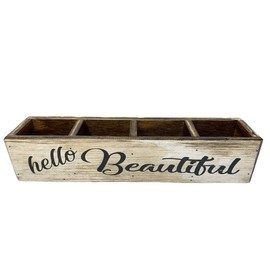 Makeup Organizer Countertop *Hello Gorgeous, Beautiful, or Keep it Simple Cosmetic Accessory *Wood Box Tray Caddy with Dividers *Bathroom counter decor, vanity, office desk *Beauty *Customize Saying
