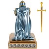 Akulgaci Medieval Knight Pen Holder with Sword, Kneeling King's Guard