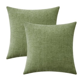MIULEE Pack of 2 Couch Throw Pillow Covers 26x26 Inch Spring Soft Sage Green Chenille Pillow Covers for Sofa Living Room Solid Dyed Pillow Cases