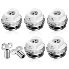 yotutun Pack of 5 Radiator Bleed Valves with 2 Bleed Keys, 1/2 Inch Bleeder Bleeder Brass Nickel-Plated Radiator Bleeding Manual Heating Valve Exhaust Nozzle Bleed Screw