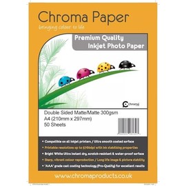 Chroma - A4 Duo Double Sided Matte/Matte Inkjet Photo Paper Craft Card Making - 300gsm (50 Sheets)