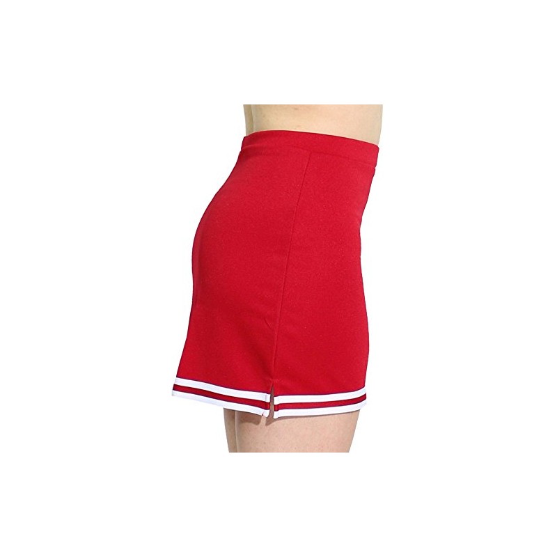 Danzcue Falda de uniforme de animadoras para mujer, Escarlata/Blanco, XS