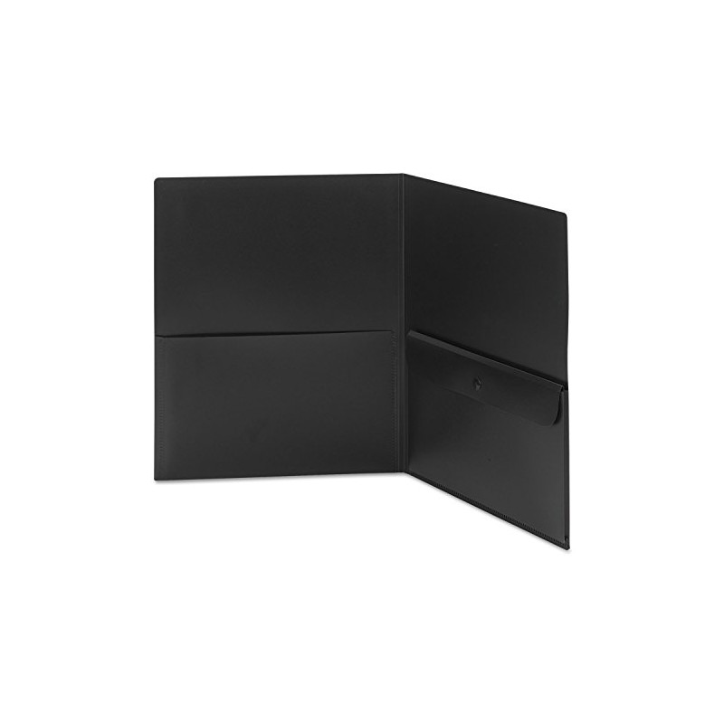 Smead Poly Two-Pocket Folder with Security Pocket, Letter Size, Black,