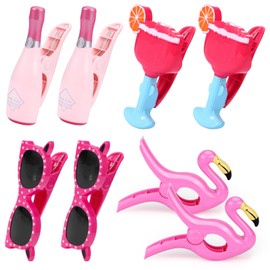 8 Pcs Beach Towel Clips for Beach Chair Flamingo Beach Towel Holders Clothes Pins Decorative Beach Clips Colorful Towel Clips for Chairs Cruise Patio Beach Pool Home