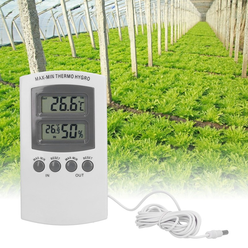 LCD Temperature and Humidity Monitor WallMountable Wired Flower Planting Hygrometer