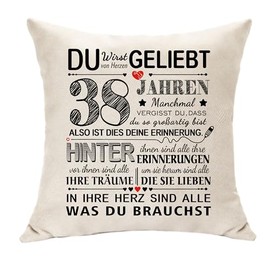 Hasodeo 38th Birthday Gifts for Him Decoration 38th Birthday Gifts for 38 Years Women Men Man Woman Neighbor Colleague Teacher Birthday Keepsake Square Pillow Waist Pillowcase (38th)