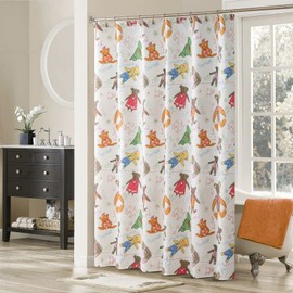 MVSUTA Little Friends - Cortina de ducha de tela impermeable con diseño de osos de peluche, bonito estampado de poliéster para baño, 72 pulgadas de ancho x 78 pulgadas de largo