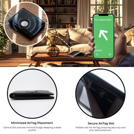 Alldaily Mens Wallet With AirTag Holder, Trackable Smart RFID Blocking Front Pocket Wallet, AirTag Not Included (Black)