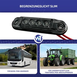 Web Truck Slim Marker Light, Marker Light, Dark Graphite, Red, 12/24 V, Position Light, Thin, 2 Pieces, Car, Bus, Truck, Car, ATV, Caravan, Trailer