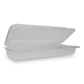 Detroit Forming LBH-551 11" x 3 1/2" x 2 1/2" Small Clear Hinged Plastic Danish Container - 300 per case