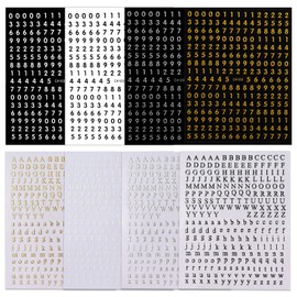 ROFIBUT Letters Nail Art Stickers Alphabet Numbers Nail Decals 3D Self-Adhesive Gold Silver Nail Supplies Nail Art Design English Character Nail Sticker for Women Girls Manicure Nail Decor 8 Sheets