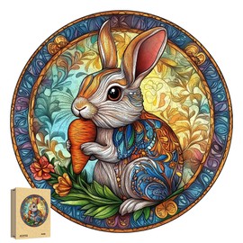 Wooden Puzzle Adult Rabbit Unique Wooden Puzzle Animal Shape Wooden Puzzle with Gift Box 184 Pieces M 25 x 25 cm