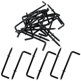 PHITUODA 20Pcs L Shape Screw Hooks 2 Inch Square Bend Hooks L Screw Hooks Right Angle Hooks Metal Screw-in Hooks for Hanging, Black
