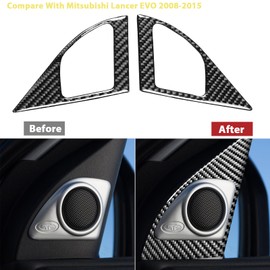 Carbon Fiber Car Interior Trim Side A-Pillar Speaker Cover Compatible with Mitsubishi Lancer EVO X DE/ES 2008-2015 Stickers Accessories Decals Type B