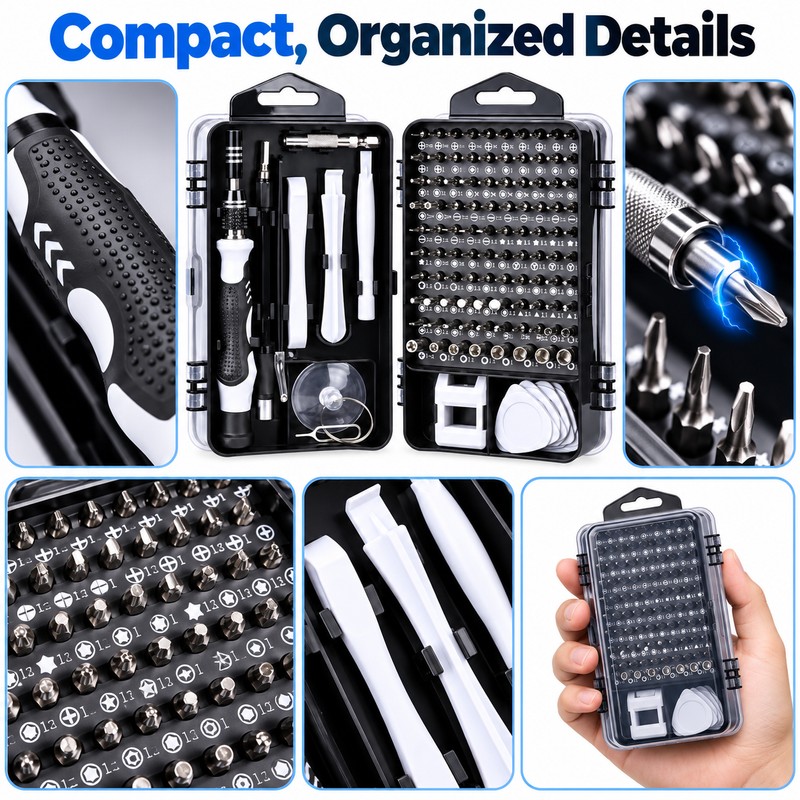 Precision Screwdriver Set for Home Electronics Repairs - Interchangeable Bits