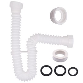 BUXIMN Sink Drain Pipe Kit, Flexible 1-1/2 Inch P Trap Kitchen Sink Plumbing Kit Expandable 8.7" to 29" Sink Pipe Replacement Kit for Bathroom Kitchen Sink (Gray)