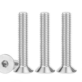 M5 45mm Flat Head Screws,M5-0.8x45mm Flat Head Sockt Cap Screw and Bolt,Stainless Steel Countersunk Bolts,Allen Socket Drive,Full Thread,Bright Finish,Coarse Thread UNC, 25Pcs