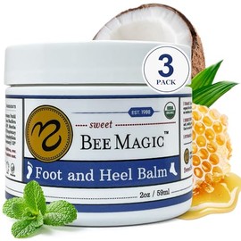 Sweet Bee Naturals Organic All Natural Foot and Heel Balm 3 (3 OZ Jars). For Dry and Cracked Feet Repair. Organic Salve Moisturizer for Heel Care & Callus Treatment. Made in USA. 3 Jars (6 OZ)