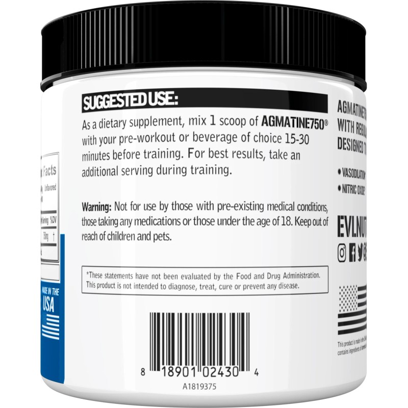 Evlution Nutrition Agmatine 750 - Vasodilation Support - 100 Servings