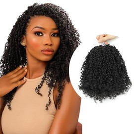 Koreyo 10 Inch Yanky Twist Crochet Hair Pre-looped Goddess Braids 8 Packs Bohemian Crochet hair Synthetic Braiding, for Black Women Natural Black Crochet Passion Twist Hair（1B）