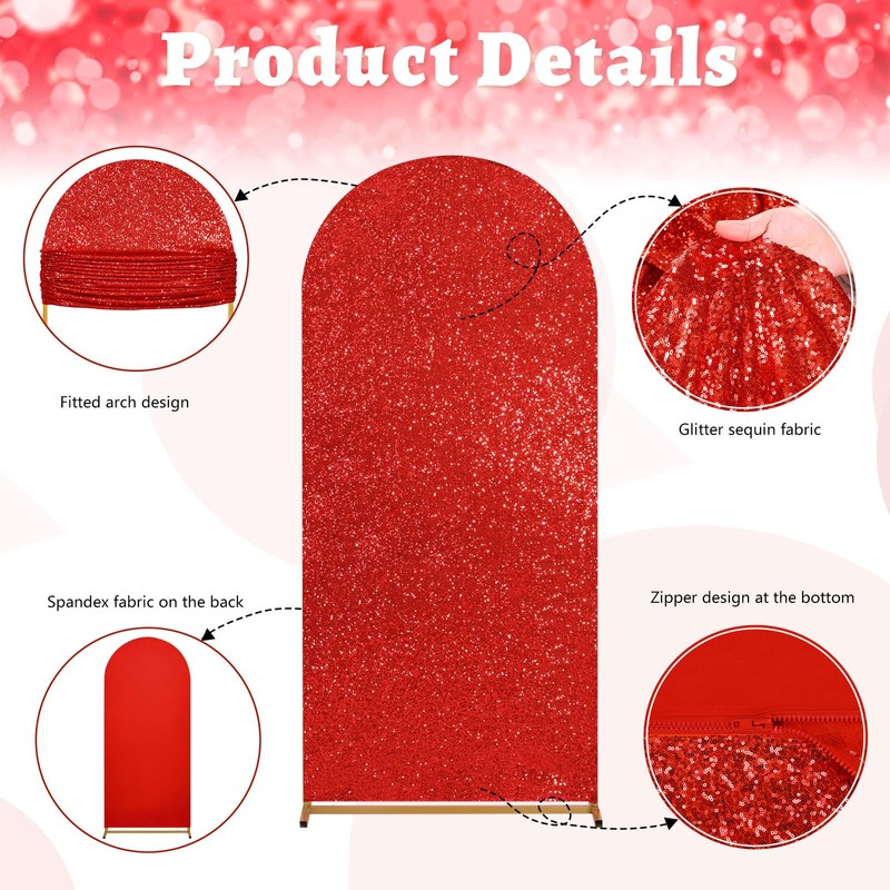 Red Sequin Arch Backdrop Covers 5FT Arch Covers Sparkly Fabric