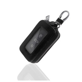 Car Key Fob Cover,Universal Car Key Case with Keychain&Carabiner,Premium Leather Smart Car Key Holder for Remote Key Fob (Black)
