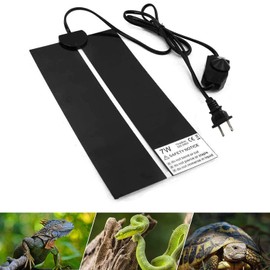 XIEHUZA Reptile Heating Mat with Temperature Adjustment, 7W Waterproof Reptile Heat Pad Under Tank Terrarium Heater for Amphibians, Small Animals, Seeding, 11x5.9 in