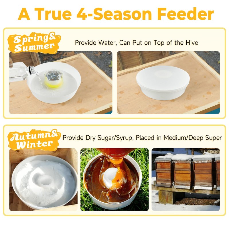 Upgraded Rapid Bee Top Feeder with Anti-Drowning Sponge Rings, Round