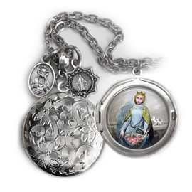 St. Elizabeth of Portugal Locket Necklace, Patron Saint Confirmation Gift, Italian Charms, Catholic Jewelry