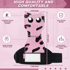 Silipull Lifting Wrist Straps Weight Lifting Grips with Cushion Wrist Loop Gym Workout Straps Double Layer Leather with Storage Pouch for Women and Men Deadlift Powerlifting Pull Up(Pink)