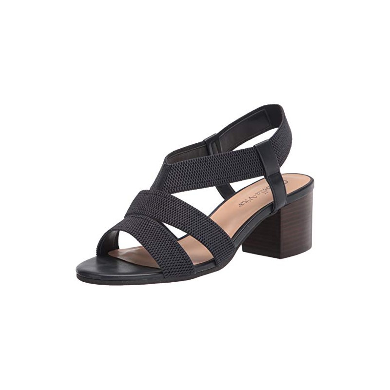 Bella Vita Women's Block Heel Sandal Heeled, Navy Textured Gore,