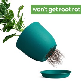 Ferlypote Plant Pots 8 Inch Set of 4, Flower Pots with Multi Mesh Drainage Holes, Planters for Indoor Outdoor Garden Plants and FlowersBlue