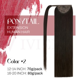Vivien Brown Ponytail Extensions Real Hair 30 cm Darkest Brown Real Hair Braid Wrap Around Ponytail Real Hair Extensions #2 70 g