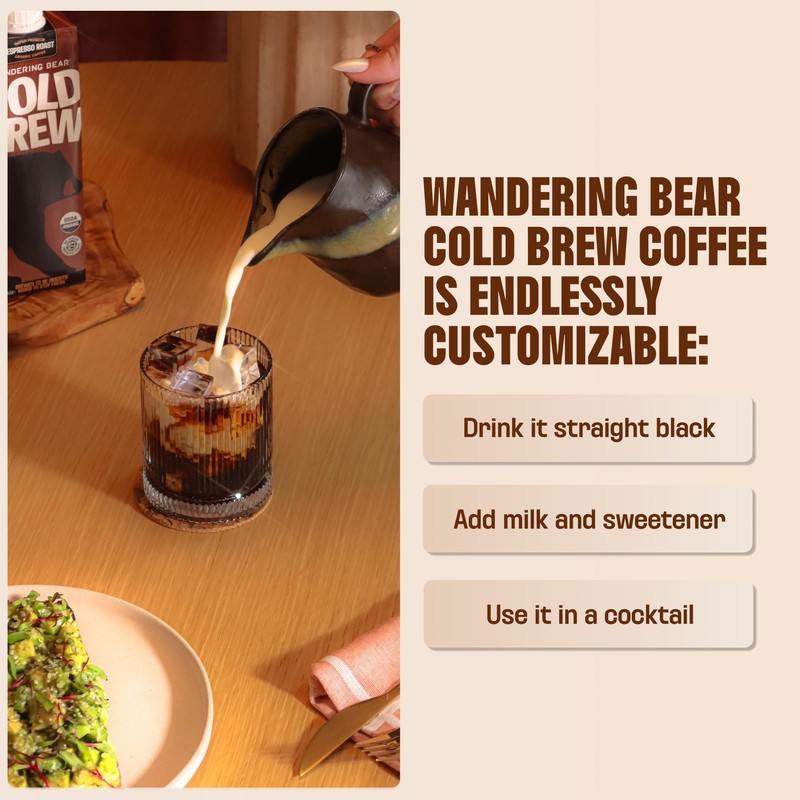 Wandering Bear Decaf Cold Brew Coffee - Bold, Smooth, No
