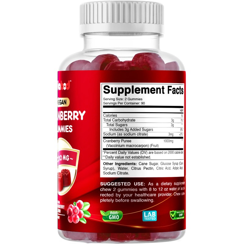 Vitamatic Cranberry Gummies Urinary Tract Health Supplement - 1000mg -