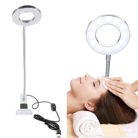 Clip on Lamp, USB Led Beauty Make Up Desk Light with Clamp, Adjustable Brightness, Lamp for Beauty Salon, Ring Light for Eyebrow Tattoo Eyelashes Nail Art Reading Study