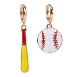 Mikovivi Baseball Dangle Earrings, Delicate Baseball Bat Loop Earrings Sport Theme Drop Earring Jewelry Gifts Sport Dangle Earring for Women