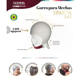 DOMPEL Sparta - Gorro de silicona de 2.4 K, color blanco, reflejos perfectos, 2.400 agujeros estratégicamente posicionados, diseño curvado para un aju