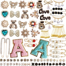 Brooch Pins Safety Pins for Women, 100 PCS Charms for Socks Safety Pin Brooch with Box, Crafts Sweater Shawl Clip Double Gold Waist Pants Extender Fashion Safety Pins (100 PCS)