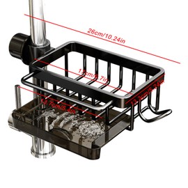 WIYETY Schwarz Multifunktion Spülbecken Organizer: Spüle Küchen Organizer aus Weltraumaluminium mit Selbstentleerender Ablaufwanne, Küchenspüle Organizer für Küche und Badezimmer Aufbewahrung