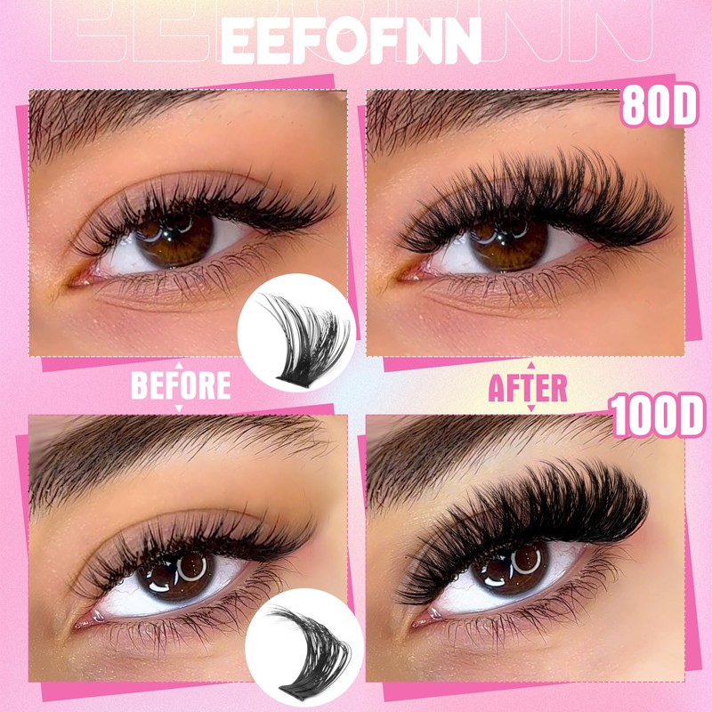 Lash Clusters DIY Lash Extensions Fluffy Individual Eyelashes 80D 100D