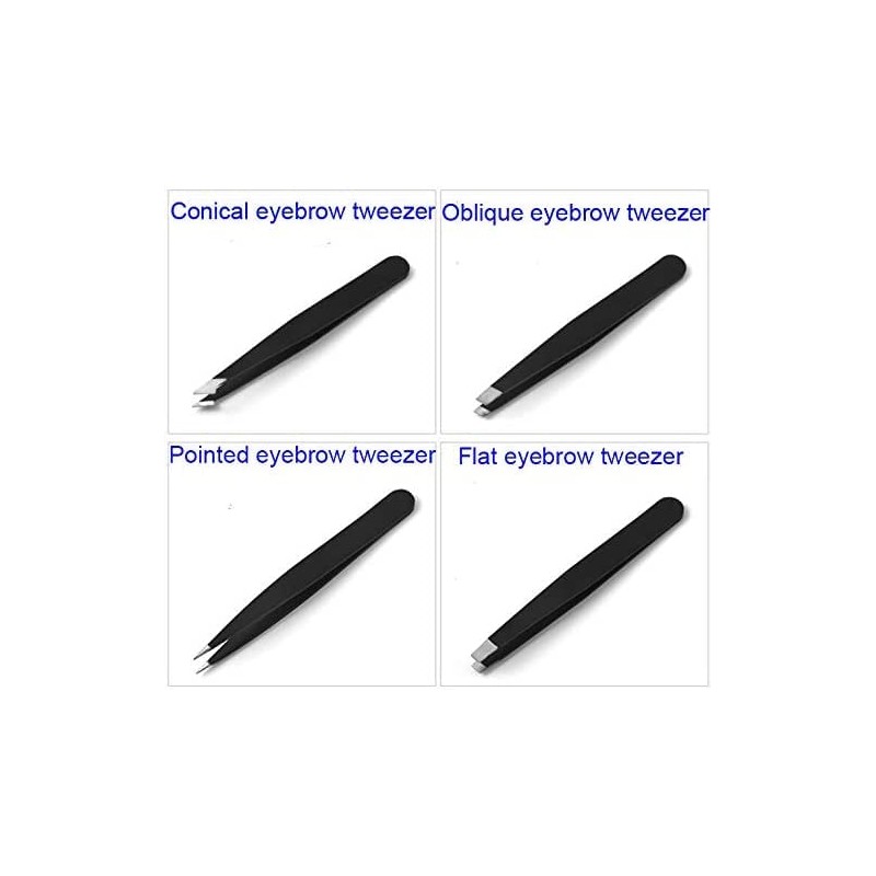 9 Pcs Professional Tweezer Set Eyebrow Removal Portable Clip Stainless