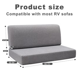 hanvate 2 Piece RV Couch Covers for Sofa Bed，RV Jackknife Sofa Cover for Stretchable Backrest & Seat Covers, Non Slip Washable Furniture Slipcover for Pet Friendly