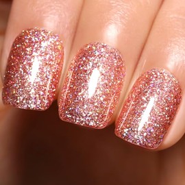 Esmalte de uñas en gel de color oro rosa brillante, 1 pieza de 16 ml, esmalte de uñas en gel UVLED de color oro rosa brillante para manicura          