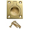 Flush Ring Pull Handle 38mm x 50mm - Polished Brass