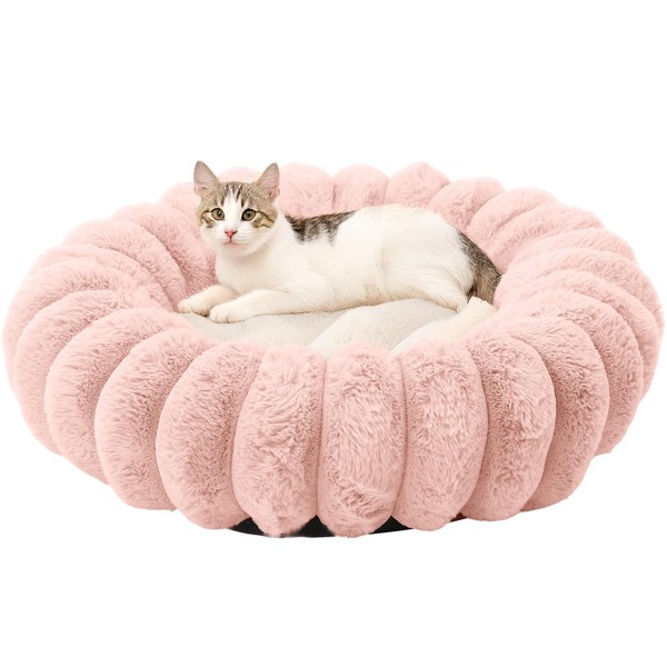 BUMUBI Soft Donut Cat Bed Cushion Round Washable Dog Bed