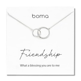 Boma Jewelry Sentiments Collection Friendship Sterling Silver Two Interlocking Circles Necklace, 18 Inches