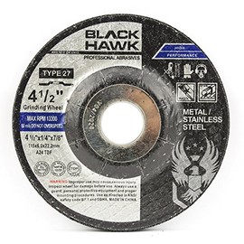 BHA Depressed Center Metal Grinding Wheels for Angle Grinders, 4.5” x 1/4” x 7/8” - 5 Pack