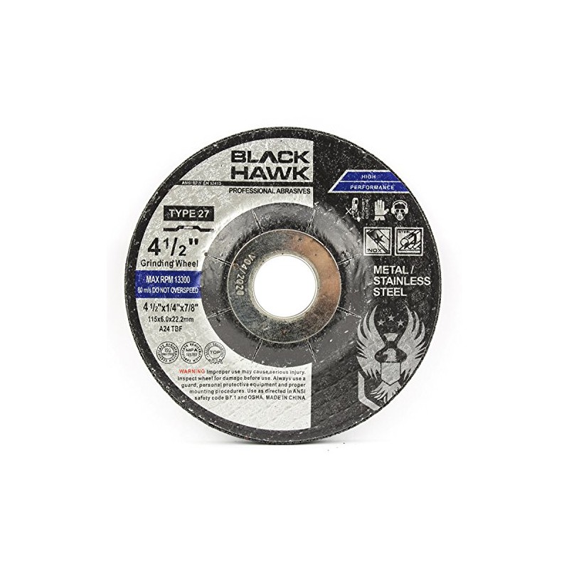 BHA Depressed Center Metal Grinding Wheels for Angle Grinders, 4.5”