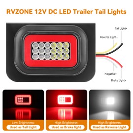 RVZONE 12V 42 LED 3‑in‑1 Trailer Tail Lights Kit 2Pcs with Bracket